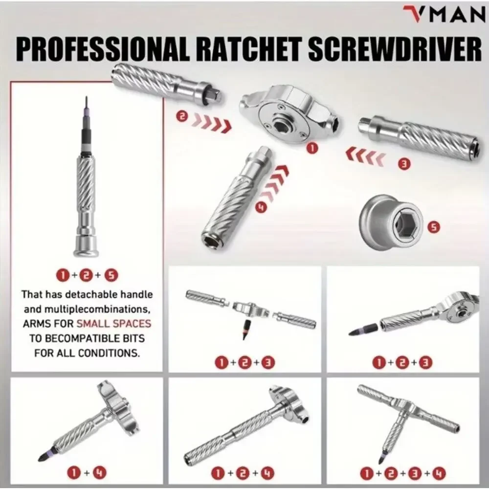 🔥VMAN 66 in 1 Multifunction Ratchet Screwdriver Set Magnetic Bits BNIB🔥
